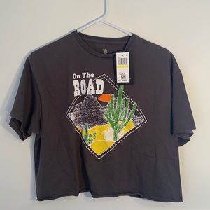 Junk Food Clothing Cropped Tee Shirt Gray 100% Cotton